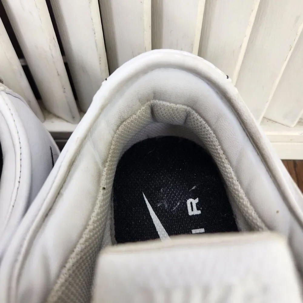 Nike Air Classic Shoes Mens Sz 9.5 White Black Sleek Leather Sneakers 354048-101